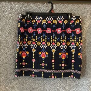 Vibrant Floral Mini Skort - Navy with Multicolor Design